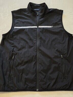 Cutter & Buck Black Lightweight Nylon Performance Golf Sporty Vest  Zip front